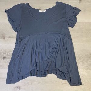 Lavender Field Scoop Neck Babydoll Top, Grayish Blue, Estimated Medium